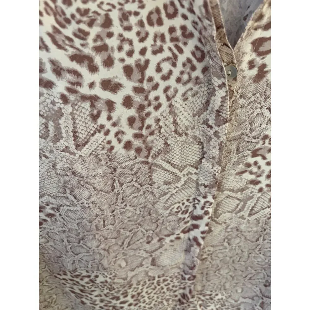 Olivaceous Sheer Animal Print Blouse Size Small Boho Snake Leopard Top - Picture 4 of 8